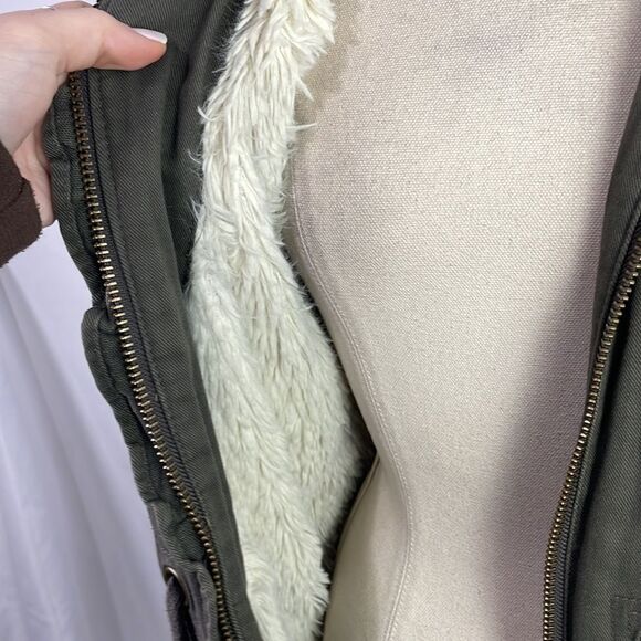 Sanctuary Grey Anorak with Fleece Trim Jacket - Picture 2 of 6